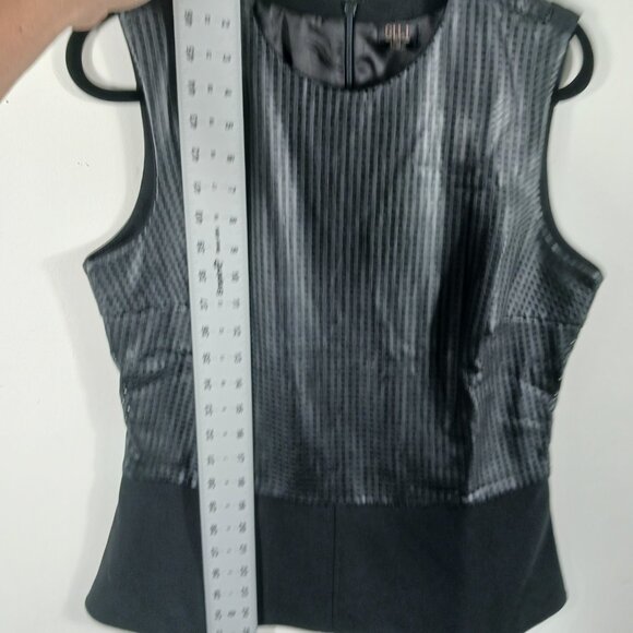 G.I.L.I.  Black Mixed Media Sleeveless Top, Faux Leather, Size 14 Chic Edgy Goth - Picture 11 of 12